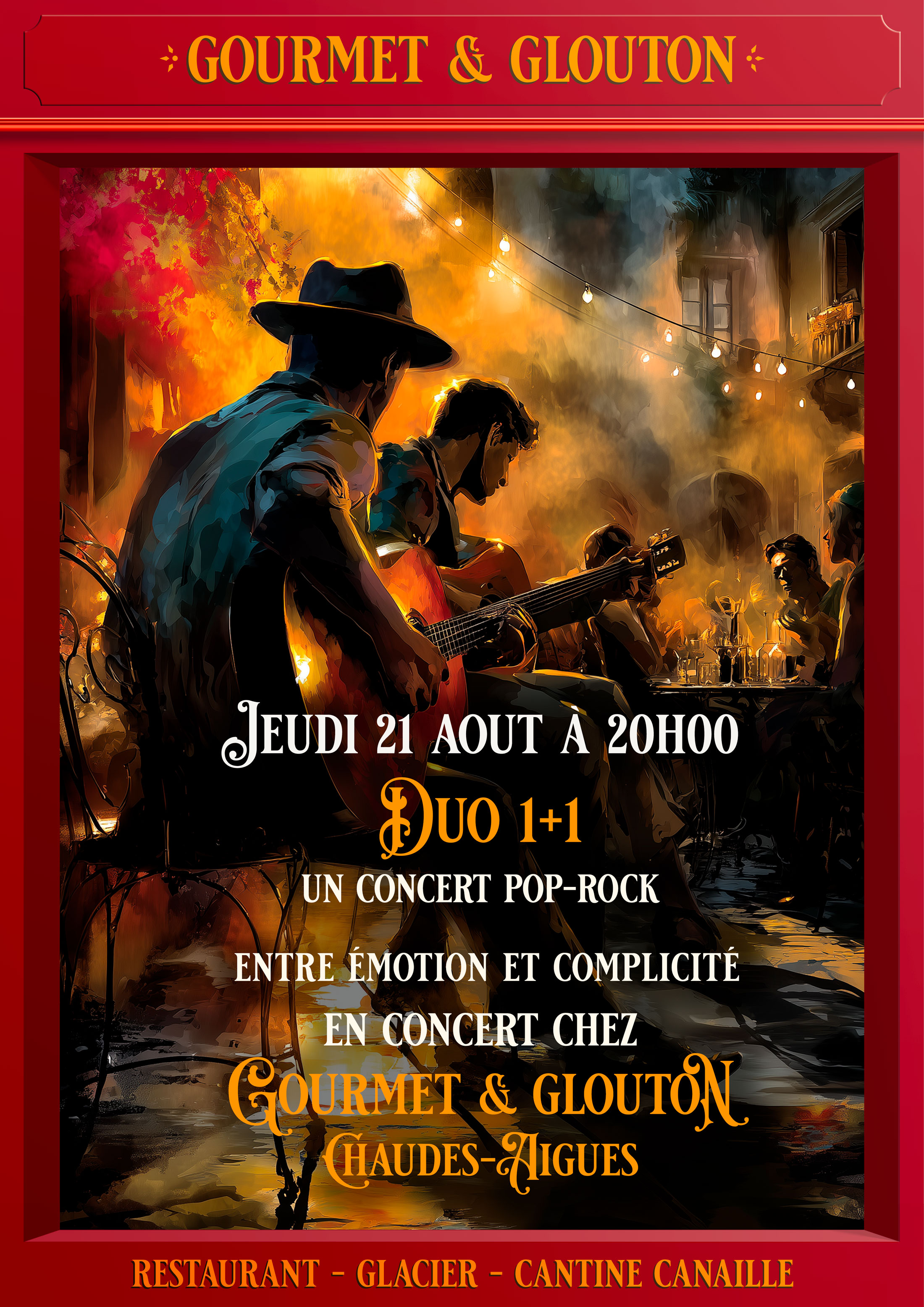 Restaurant, gastronomie, Auvergnate, plats, canaille, Chaudesaigues,  Chaudes-Aigues, Gourmet & Glouton, fête, musique