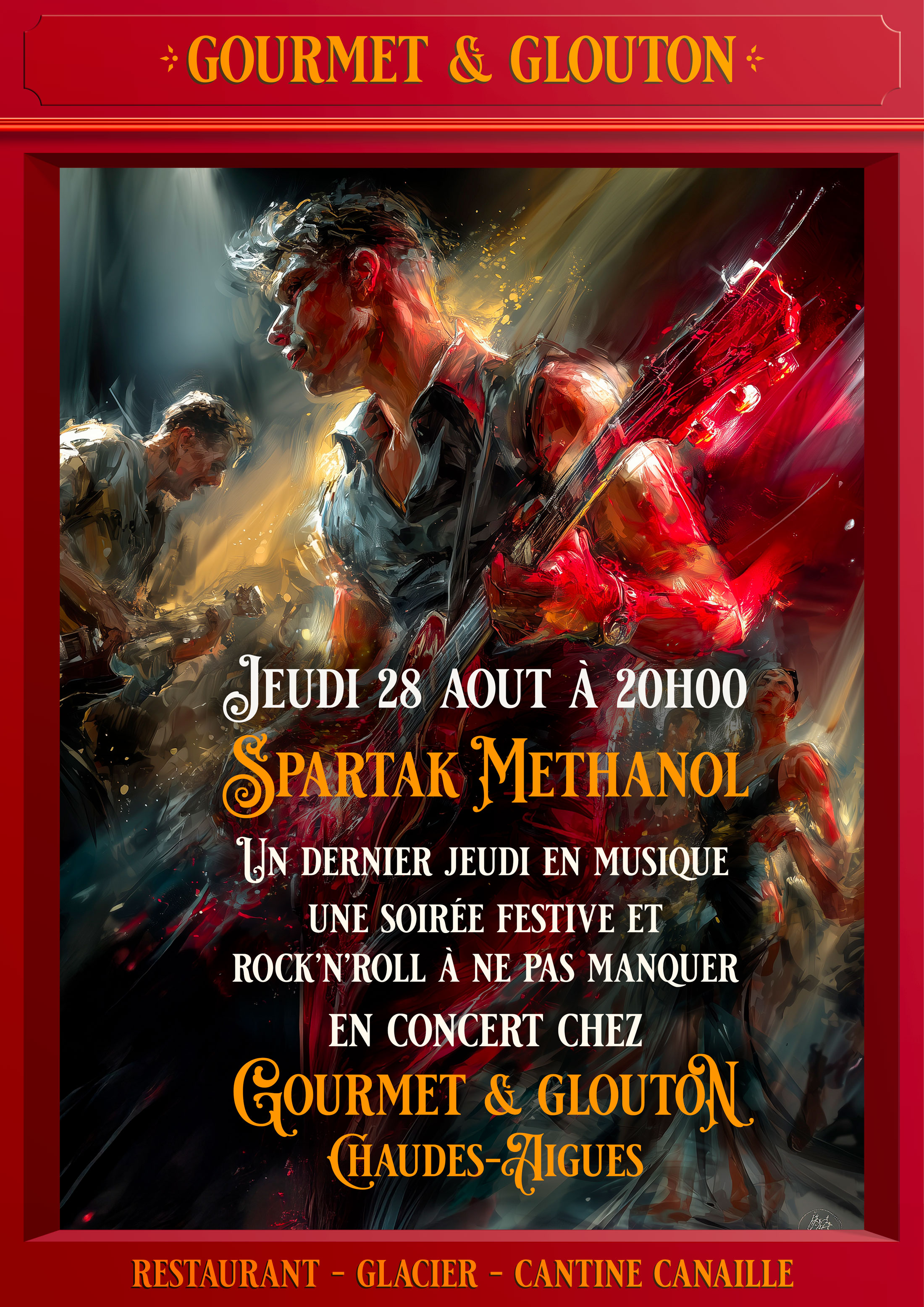 Restaurant, gastronomie, Auvergnate, plats, canaille, Chaudesaigues,  Chaudes-Aigues - Gourmet & Glouton, soirée, concert,