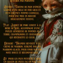 Le 21 décembre, le restaurant Gourmet et Glouton vous invite à une soirée féérique pour clôturer la journée de visite du Père Noël rue notre dame d’août à Chaudes-Aigues. Ce menu a été pensé pour entamer les fêtes dans une ambiance chaleureuse et gourmand