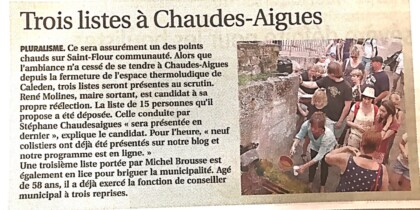 La Montagne - Trois listes à Chaudes-Aigues