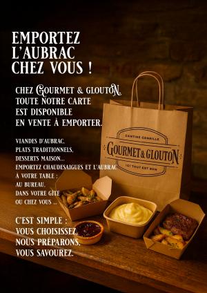 Gourmet & Glouton à ChaudesAigues : toute notre carte disponible en vente à emporter.
