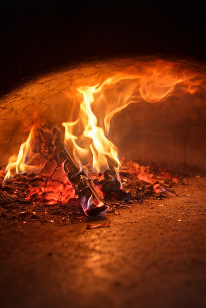 feu four bois pizza braises cuisson flamme chaudes-aigues