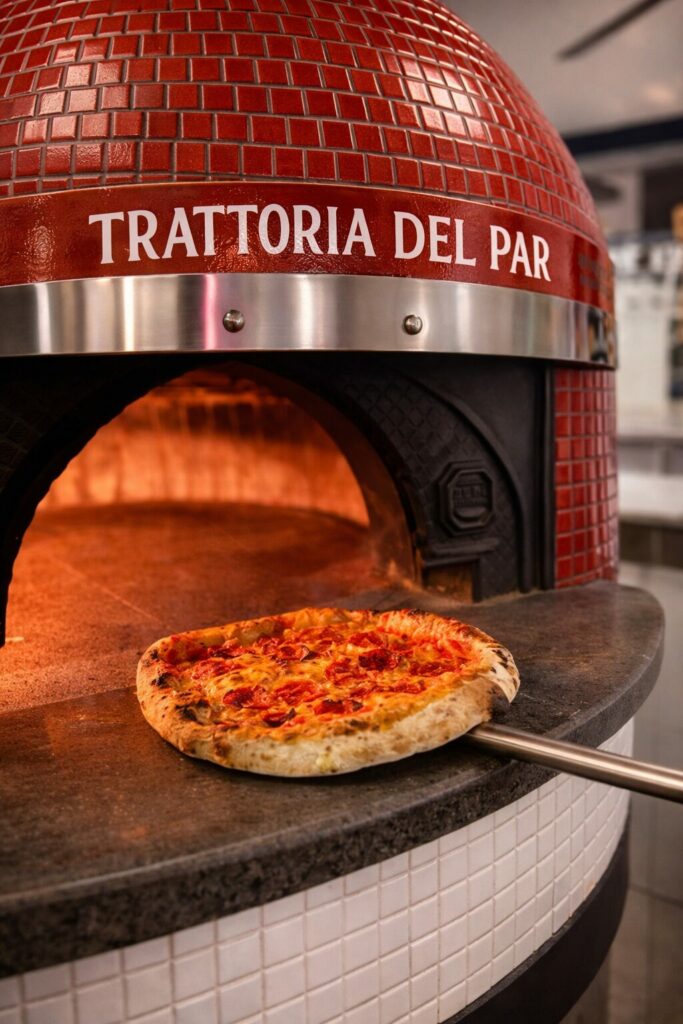 pizza feu de bois Trattoria del Par Chaudes-Aigues pizzeria artisanale cuisson four bois