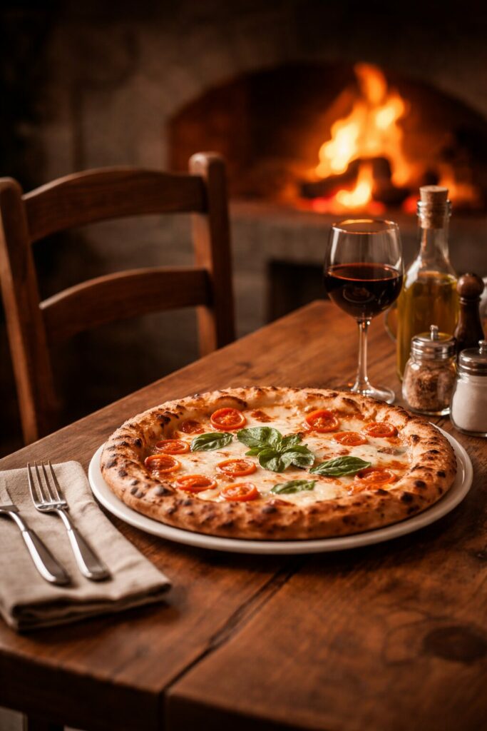 pizza table feu bois chaudes-aigues trattoria ambiance restaurant