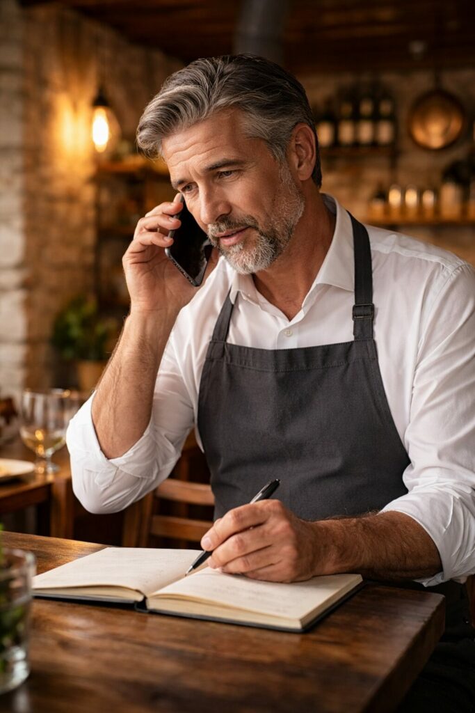 patron restaurant appelant un ancien employeur pour vérifier des références