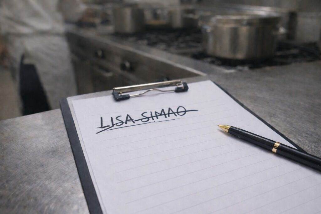 nom de candidat barré illustrant un recrutement en restauration écarté après analyse