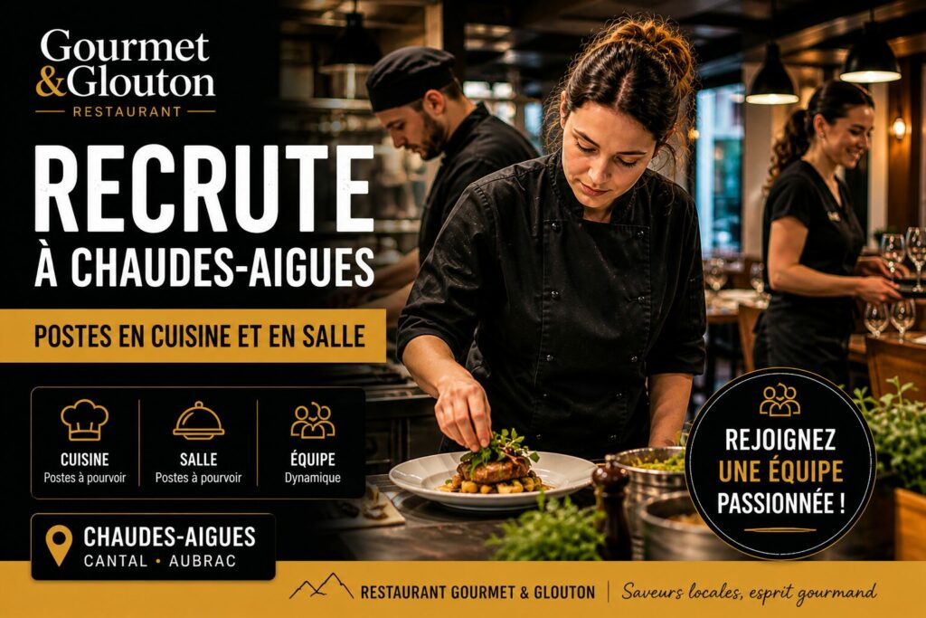 recrutement restaurant Chaudes-Aigues équipe cuisine service salle