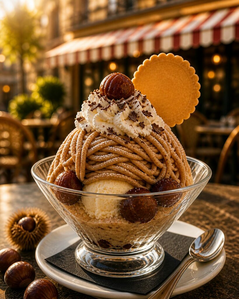 coupe mont blanc glace marron gourmet et glouton chaudes-aigues dessert terrasse aubrac