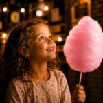enfant barbe a papa chaudes-aigues gourmandise centre village