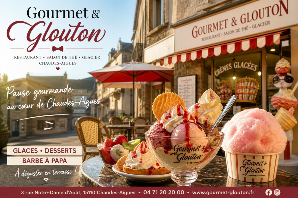 glaces desserts barbe a papa gourmet et glouton chaudes-aigues terrasse aubrac
