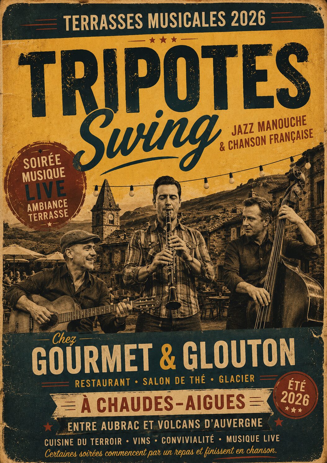 Tripotes Swing à Chaudes-Aigues : quand le jazz manouche retrouve naturellement sa place en terrasse