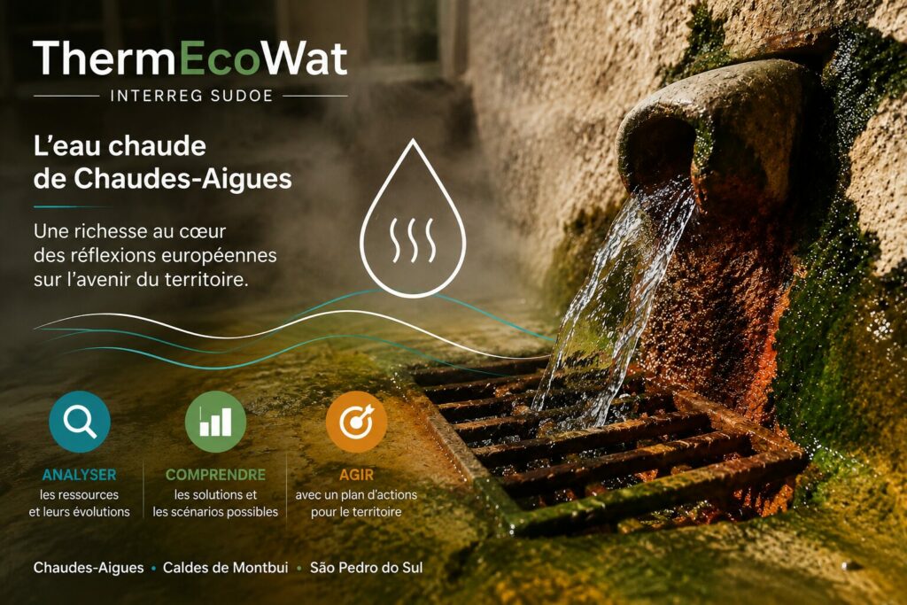 Source du Par à Chaudes-Aigues illustrant le programme ThermEcoWat et les réflexions européennes sur la préservation, la valorisation énergétique et l’avenir des ressources thermales.